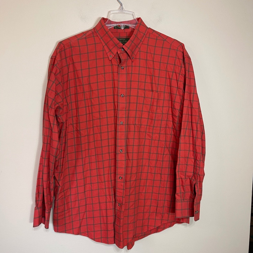 Orvis Charles F Orvis Signature Red Plaid Cotton Wool Blend Shirt Mens XXL